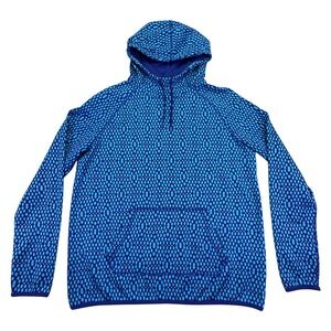 Nike Therma-Fit Hoodie Men's Large Mock Neck Drawstring Blue Pullover Thermal